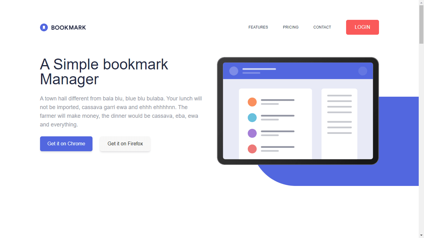 Bookmark Landing Page